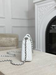 Chanel Pouch Shiny Grained Calfskin Strass & Silver Tone Metal White - 23x12x8cm - 6