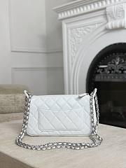 Chanel Pouch Shiny Grained Calfskin Strass & Silver Tone Metal White - 23x12x8cm - 3