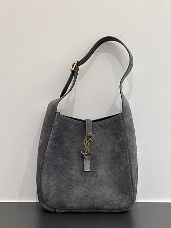 YSL Le 5 A 7 Supple Small In Suede Leather Gray - 23x22x8.5cm