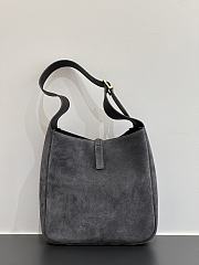 YSL Le 5 A 7 Supple Small In Suede Leather Gray - 23x22x8.5cm - 4