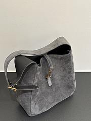 YSL Le 5 A 7 Supple Small In Suede Leather Gray - 23x22x8.5cm - 3
