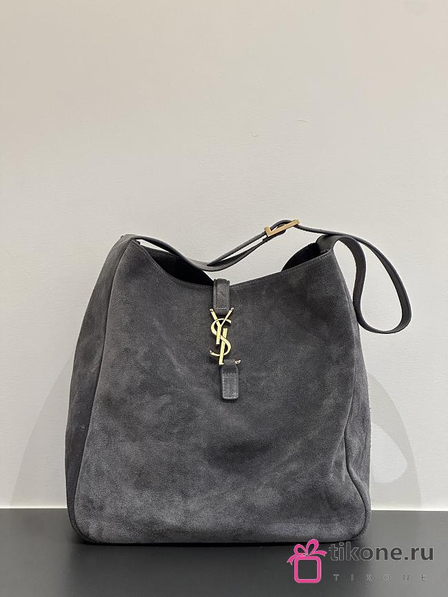 YSL Le 5 À 7 Gray Suede Hobo Bag - 30x31x13cm - 1