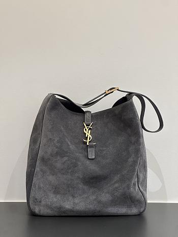 YSL Le 5 À 7 Gray Suede Hobo Bag - 30x31x13cm