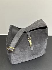 YSL Le 5 À 7 Gray Suede Hobo Bag - 30x31x13cm - 3