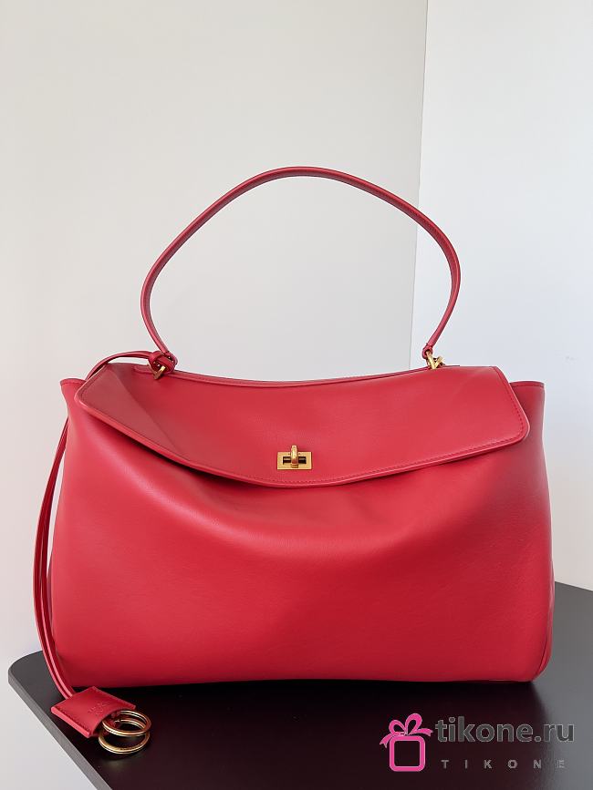 Balenciaga Rodeo Large Handbag in Smooth Calfskin Red Gold Hardware - 40x30x13cm - 1