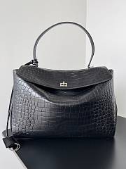 Balenciaga Rodeo Large Handbag in Crocodile Embossed Black Silver Hardware - 40x30x13cm - 4