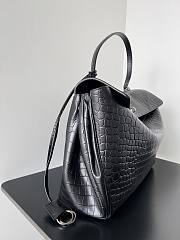 Balenciaga Rodeo Large Handbag in Crocodile Embossed Black Silver Hardware - 40x30x13cm - 3