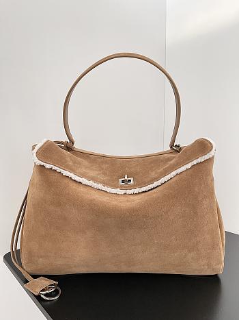Balenciaga Rodeo Large Handbag in Suede Brown Gold Hardware - 40x30x13cm