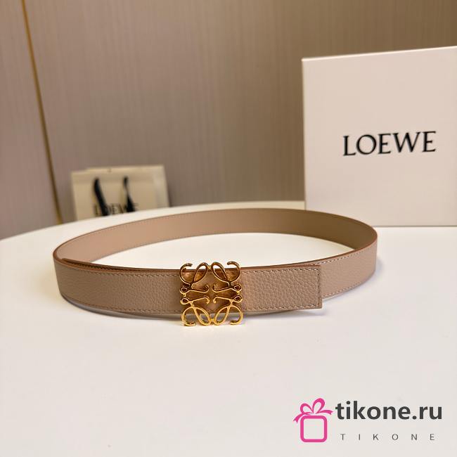 Loewe Reversible Anagram Belt In Supple Grained Calfskin 2.8cm Beige Gold - 1