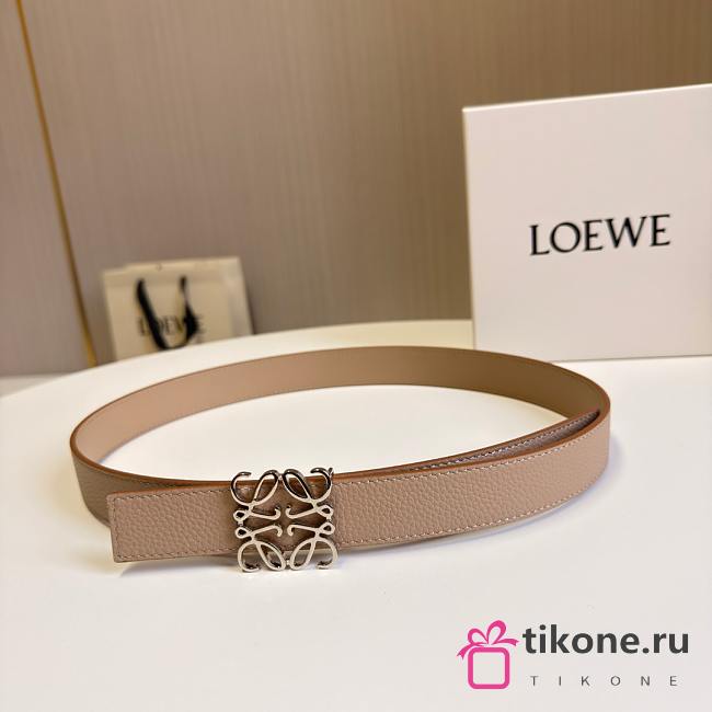 Loewe Reversible Anagram Belt In Supple Grained Calfskin 2.8cm Beige Silver - 1