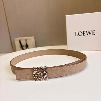 Loewe Reversible Anagram Belt In Supple Grained Calfskin 2.8cm Beige Silver