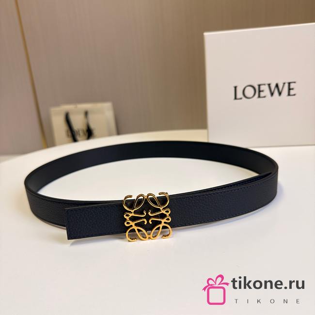 Loewe Reversible Anagram Belt In Supple Grained Calfskin 2.8cm Black - 1