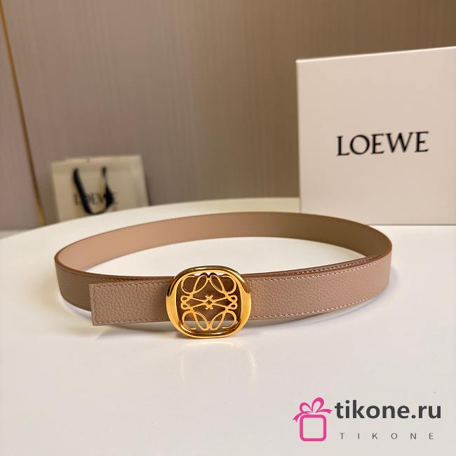 Loewe Anagram Reversible Leather Belt 2.8cm Beige Gold - 1