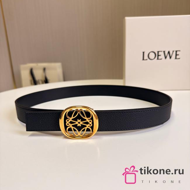 Loewe Anagram Reversible Leather Belt 2.8cm Black Gold - 1