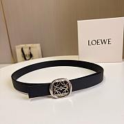 Loewe Anagram Reversible Leather Belt 2.8cm Black Silver - 1