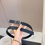 Loewe Anagram Reversible Leather Belt 2.8cm Black Silver - 5