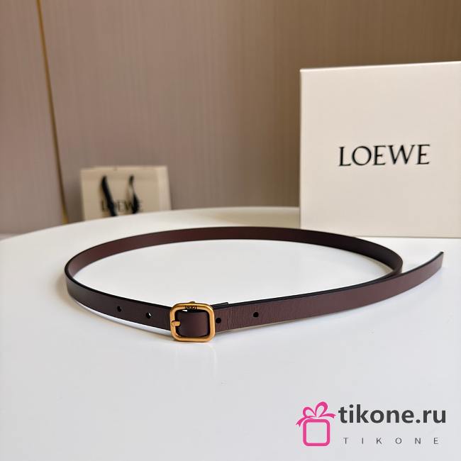 Loewe Rounded Soft Belt In Classic Calfskin 1.5cm Dark Brown Gold - 1
