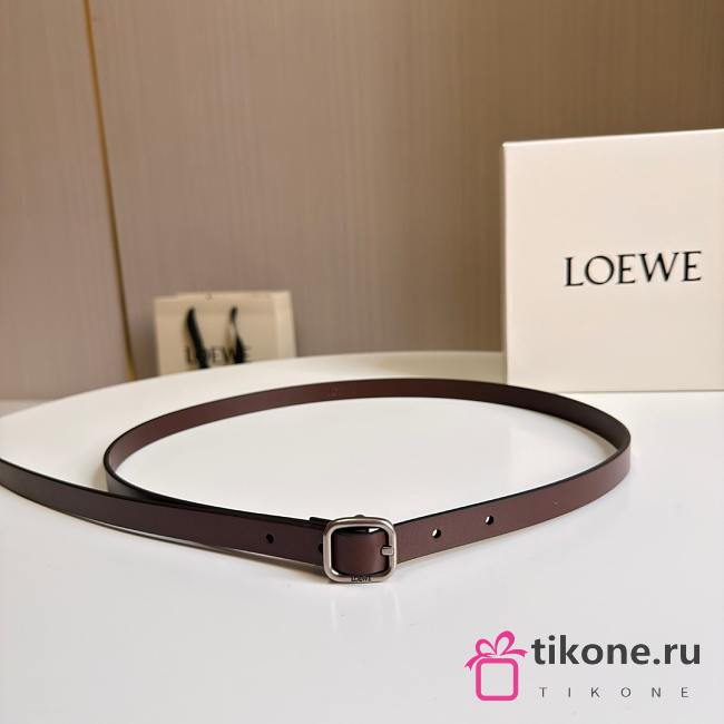 Loewe Rounded Soft Belt In Classic Calfskin 1.5cm Dark Brown Silver - 1