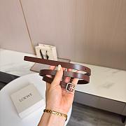 Loewe Rounded Soft Belt In Classic Calfskin 1.5cm Dark Brown Silver - 3
