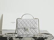 Chanel Backpack Shiny Lambskin & Gold Tone Metal Gray - 23x18x6cm - 1