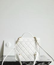 Chanel Backpack Grained Shiny Calfskin & Gold Tone Metal White - 19.5x22x7cm - 5