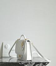 Chanel Backpack Grained Shiny Calfskin & Gold Tone Metal White - 19.5x22x7cm - 4