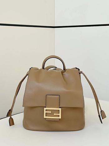 Fendi Backpack Leather Cappuccino Beige - 26x23x12cm