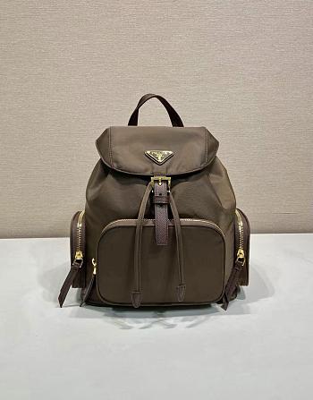 Prada Small Re Nylon Backpack 1BZ081 Dark Brown - 29x24.5x12cm