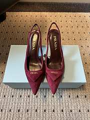 Prada Suede Slingback Pumps 1I901M 75mm Burgundy - 1