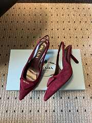 Prada Suede Slingback Pumps 1I901M 75mm Burgundy - 5