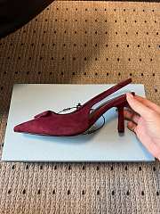 Prada Suede Slingback Pumps 1I901M 75mm Burgundy - 2