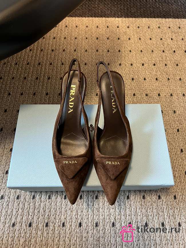 Prada Suede Slingback Pumps 1I901M 75mm Brown - 1