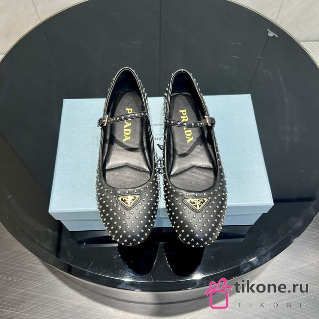 Prada Ballerinas With Studded Leather Black  - 1