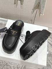 Prada Leather Flatform Mules in Black - 5