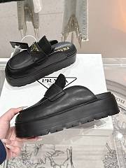 Prada Leather Flatform Mules in Black - 4