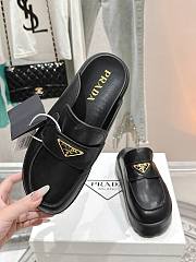 Prada Leather Flatform Mules in Black - 2
