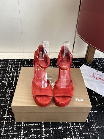 Christian Louboutin Sandaloo 130mm Strappy Sandals Velvet Red