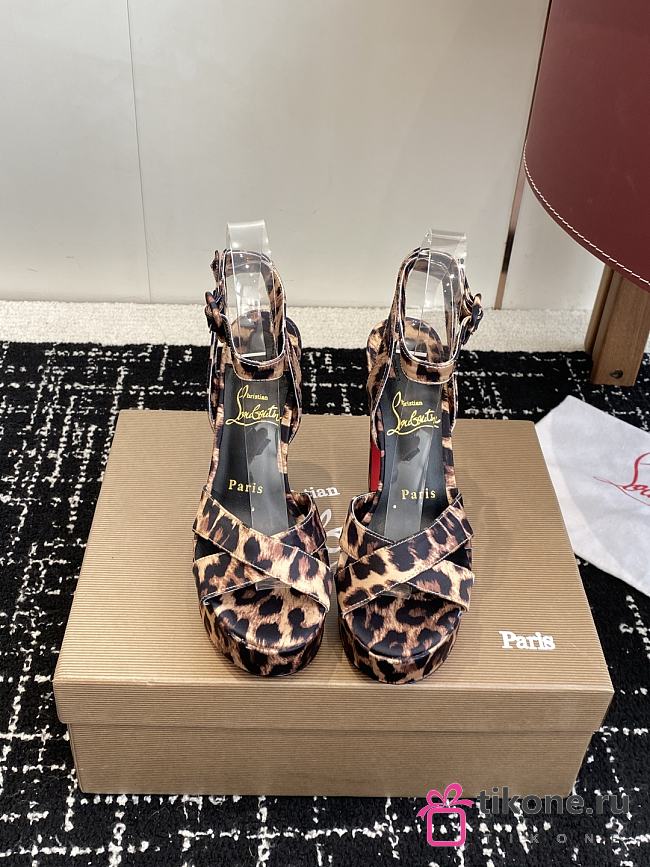 Christian Louboutin Supramariza 130mm Leopard-Print Satin - 1