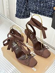 Christian Louboutin Cassia Lace Up 100mm Strappy Pumps Crepe Satin Dark Brown  - 6
