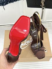 Christian Louboutin Cassia Lace Up 100mm Strappy Pumps Crepe Satin Dark Brown  - 5