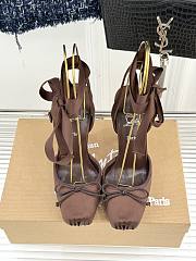 Christian Louboutin Cassia Lace Up 100mm Strappy Pumps Crepe Satin Dark Brown  - 4