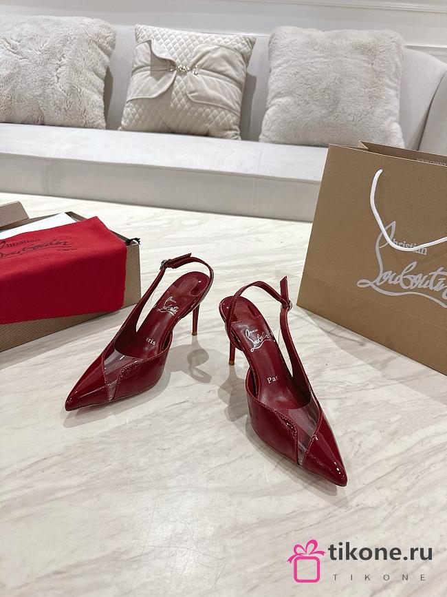 Christian Louboutin Slingback Sandals 8.5cm PVC Patent Red  - 1