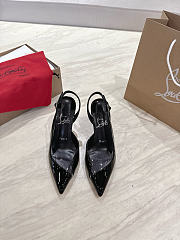 Christian Louboutin Slingback Sandals 8.5cm PVC Patent Black - 2