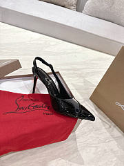 Christian Louboutin Slingback Sandals 8.5cm PVC Patent Black - 5