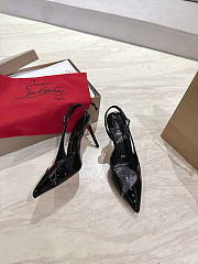 Christian Louboutin Slingback Sandals 8.5cm PVC Patent Black - 6