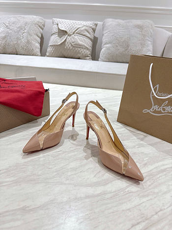 Christian Louboutin Slingback Sandals 8.5cm PVC Patent Beige