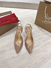 Christian Louboutin Slingback Sandals 8.5cm PVC Patent Beige - 6