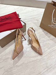 Christian Louboutin Slingback Sandals 8.5cm PVC Patent Beige - 2