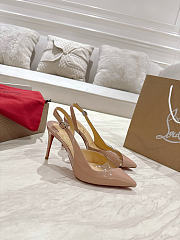 Christian Louboutin Slingback Sandals 8.5cm PVC Patent Beige - 3