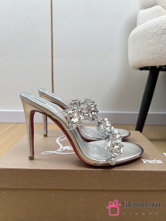 Christian Louboutin Just Jewel 85mm Sandals TPU  And Laminated Calf Leather Crystal - 1